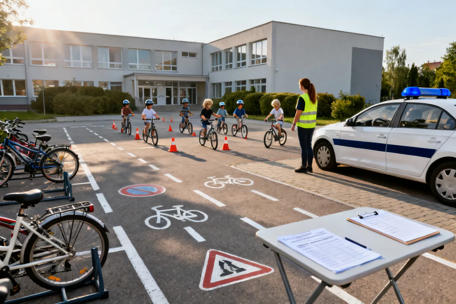 Egzamin na kartę rowerową w Szkole Podstawowej Open Future w Krakowie