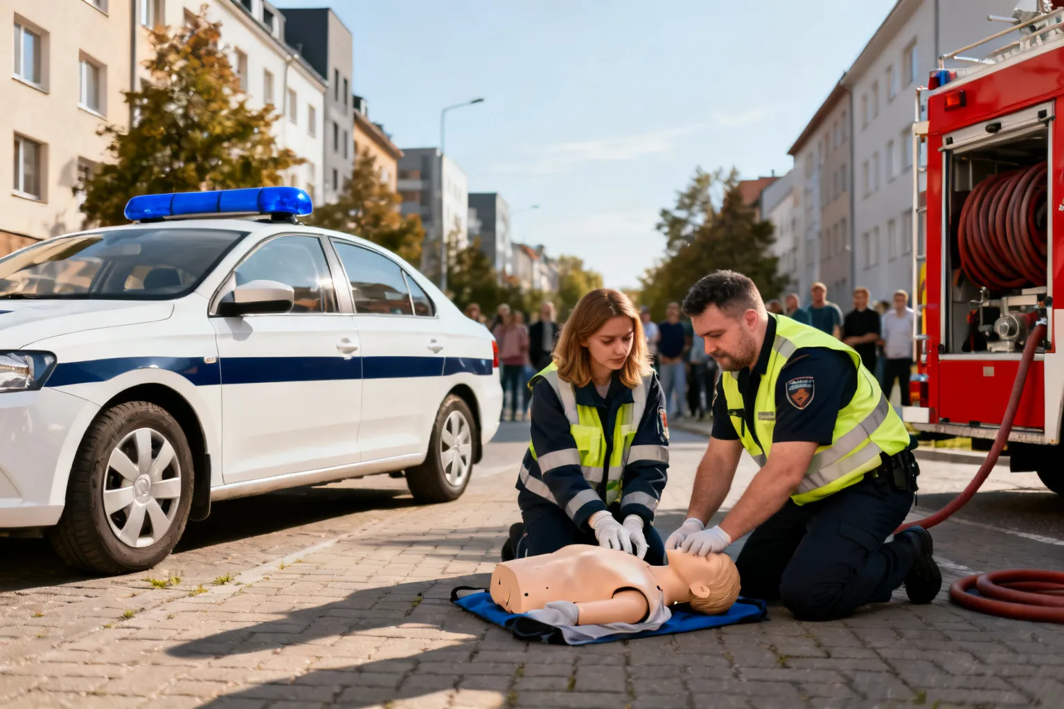 Ćwiczenia policji i straży w Krakowie — pokazy pierwszej pomocy i postępowania w zagrożeniach