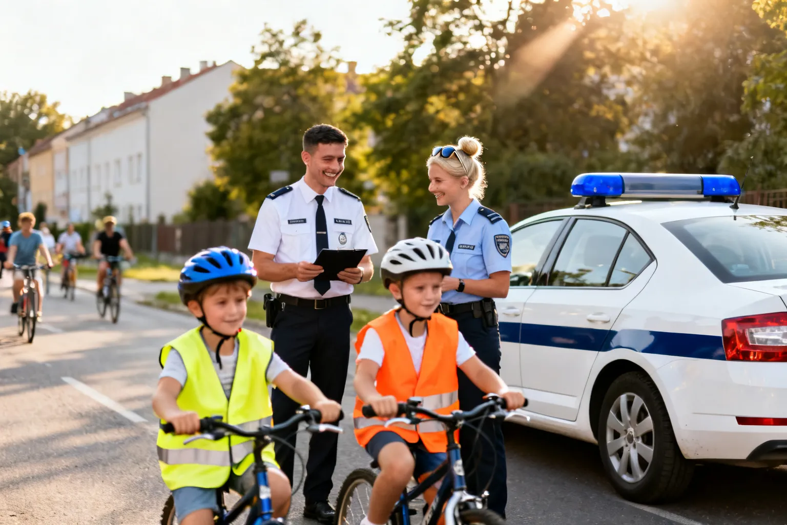 Policjanci z Krakowa towarzyszyli uczniom w „Odblaskowym Rajdzie Rowerowym”